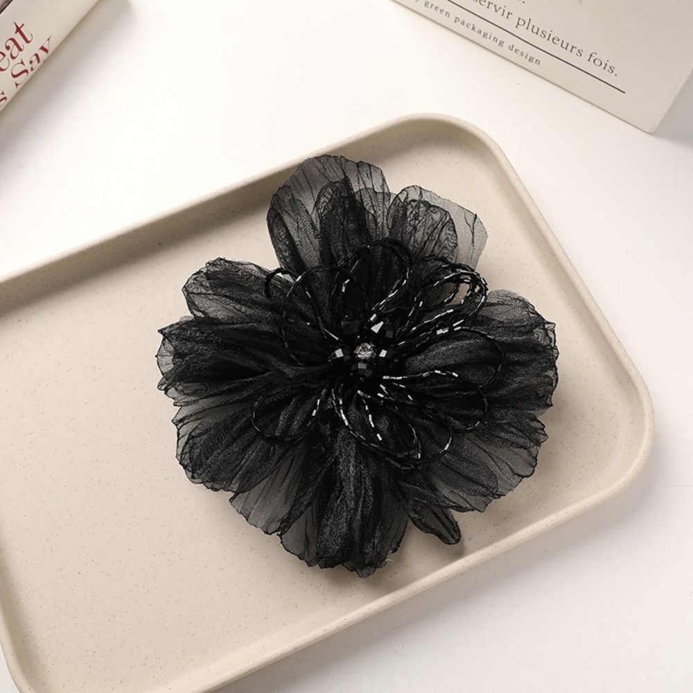 Crystal Mesh Fabric - Organza Bloemenpatch met kralen, delicaat ontworpen