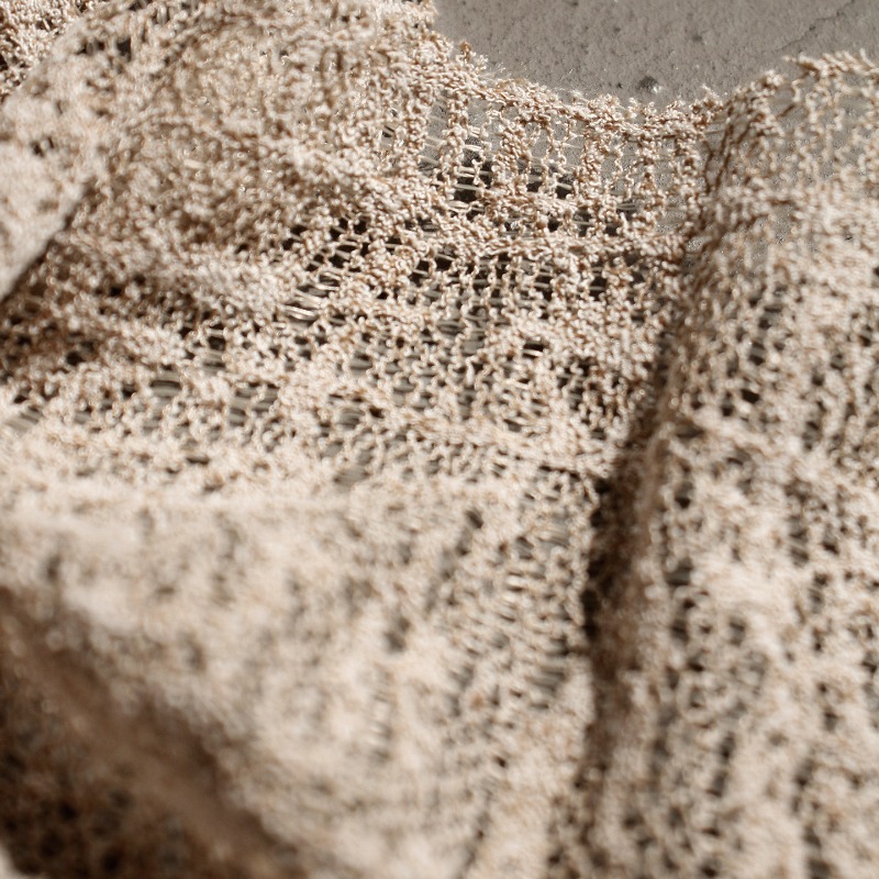 Beige holle kant geweven gebre - Crystal Mesh Fabric recensie en prijs